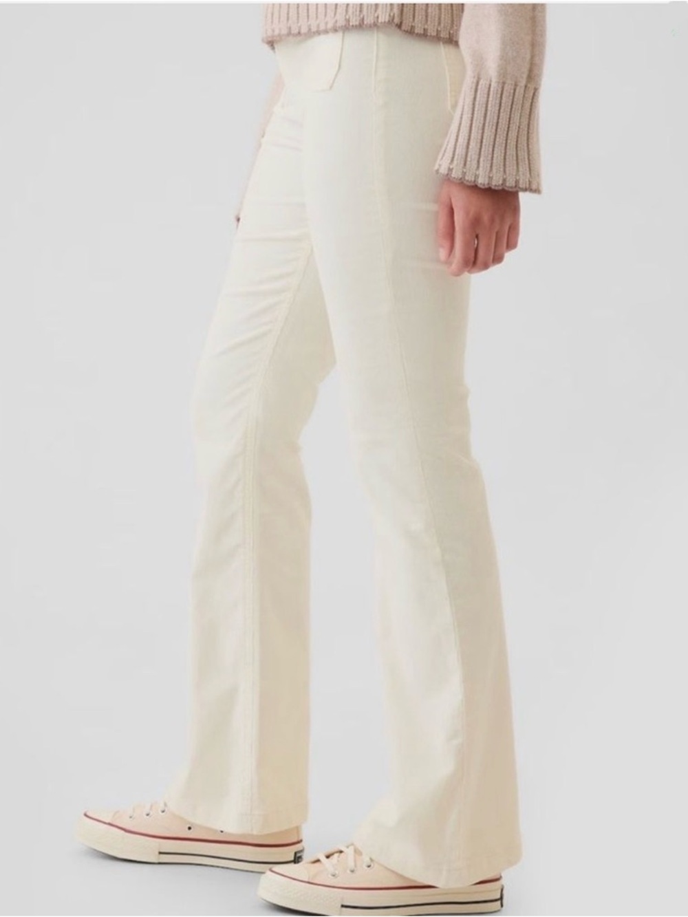 NWOT GAP '70s Flare High Rise Corduroy Pants. Ivory Beige Frost. Size 30